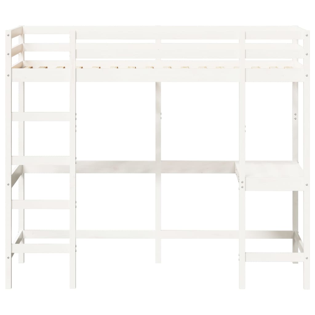 Loft Bed without Mattress White 100x200 cm Solid Wood Pine